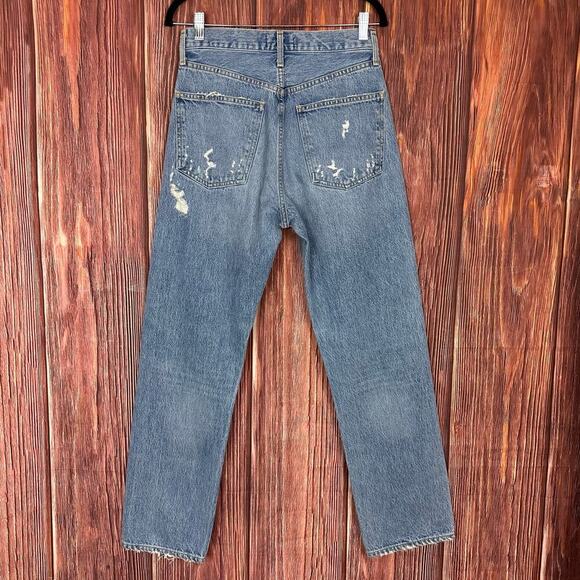 Agolde Womens Mid Rise 90s Jeans Loose Fit Distressed 100% Cotton Size 25 - Picture 4 of 10